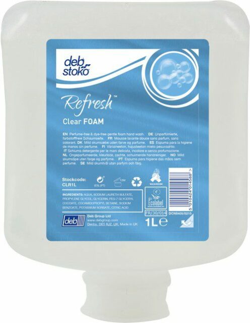 Deb Refresh Clear FOAM WASH - Perfume & Dye Free, 1L