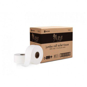 Livi Essentials Embossed Bathroom Jumbo Toilet Paper Roll 2ply 300 m – 1100 E