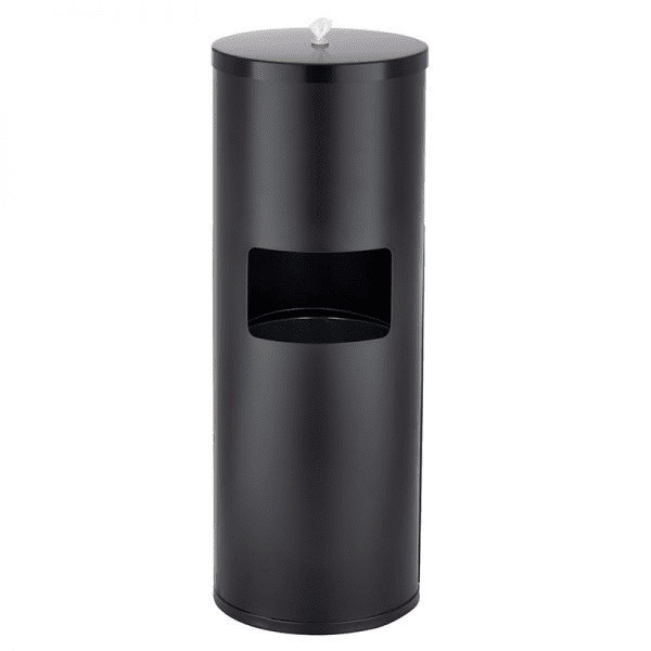 Extra Floor Stand Wet Wipe Dispenser Built-in Bin Black Stainless Steel