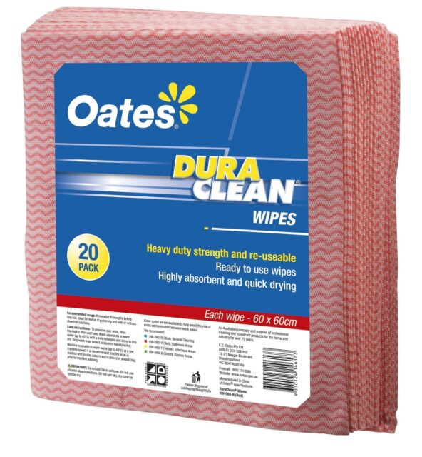 DuraClean Wipes – 20 Pack (60x60cm) – Red