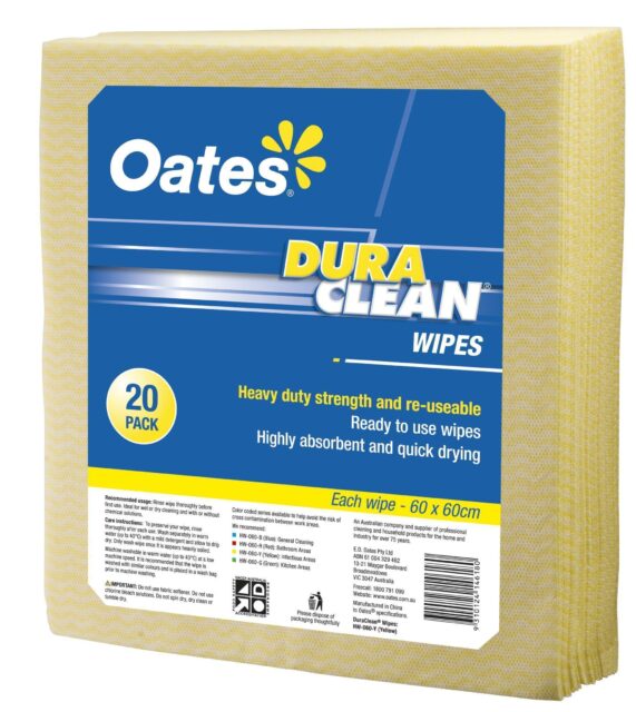 DuraClean Wipes – 20 Pack (60x60cm) – Yellow