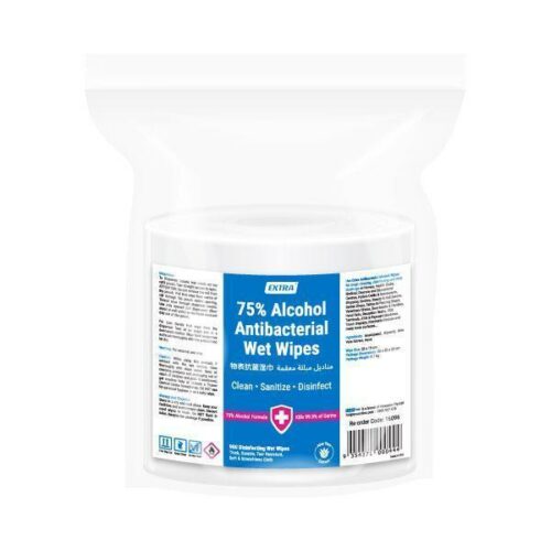 Extra Antibacterial 75% Alcohol Wet Wipes, 900 sheets