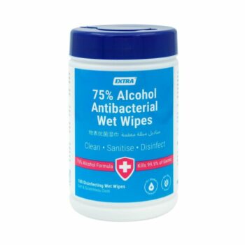 Extra Antibacterial 75% Alcohol Wet Wipes Tub, 100 Wipes