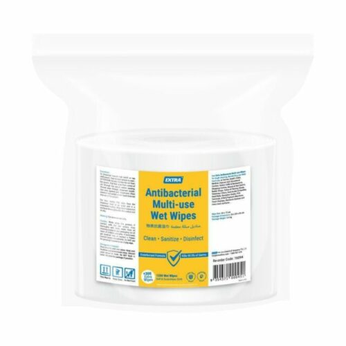 Extra Antibacterial Multi-Use Wet Wipes, Sanitising and Disinfecting, 1200 Sheets