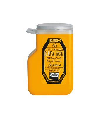 Sharps Container 500 mL Non-Spill Snap on Lid