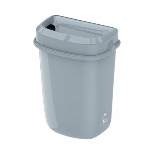Multi Curved Trash Bin, Floor Standing or Wall Mounted, Grey, 32 L