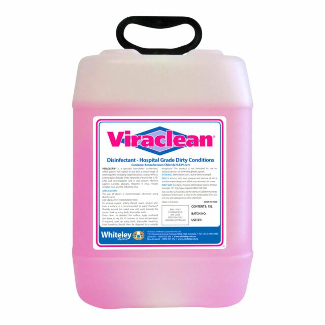 Whiteley Viraclean Hospital Grade Disinfectant, pH Neutral and Non-Corrosive, 15 L