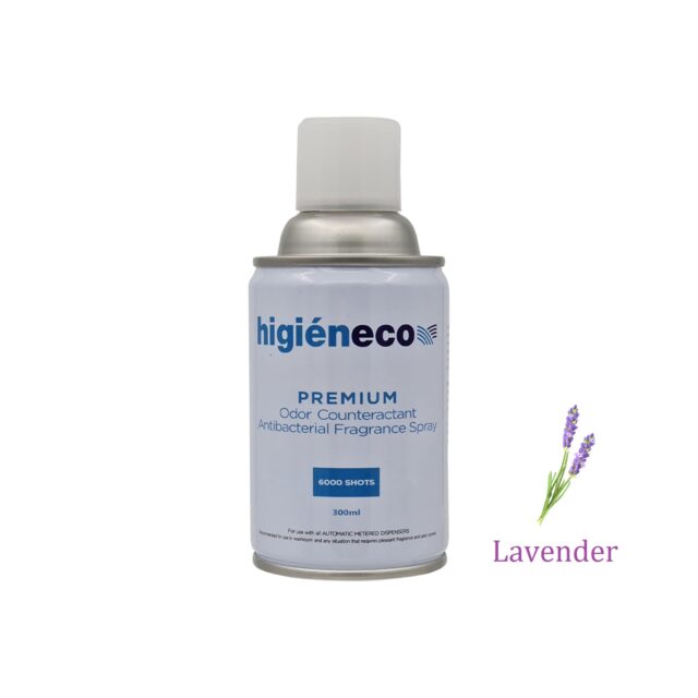Higieneco Lavender Automatic Aerosol Air Freshener Fragrance Refill, Antibacterial, 300 mL, 6000 Sprays