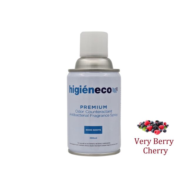 Higieneco Very Berry Cherry Automatic Aerosol Air Freshener Fragrance Refill, Antibacterial, 300 mL, 6000 Sprays