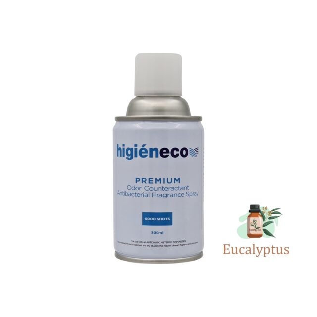 Higieneco Eucalyptus Automatic Aerosol Air Freshener Fragrance Refill, Antibacterial, 300 mL, 6000 Sprays