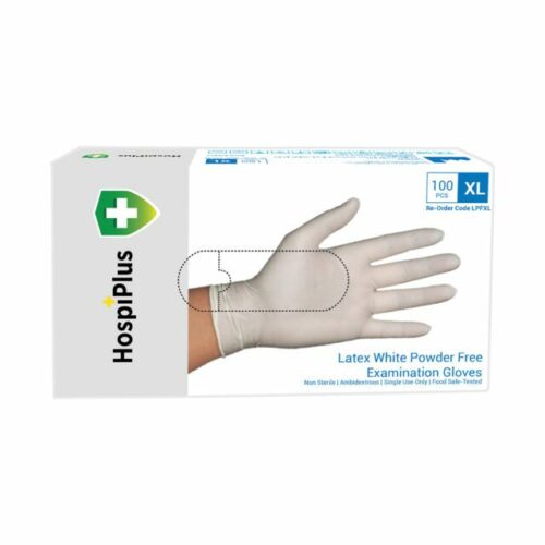 HospiPlus Latex Powder-Free Gloves, White, Extra Large